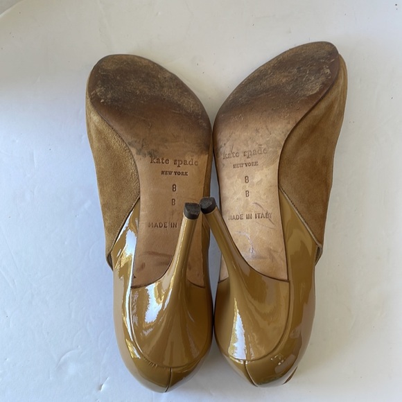 Kate Spade Carmen Peep Toe Suede Leather Pumps - Picture 4 of 9